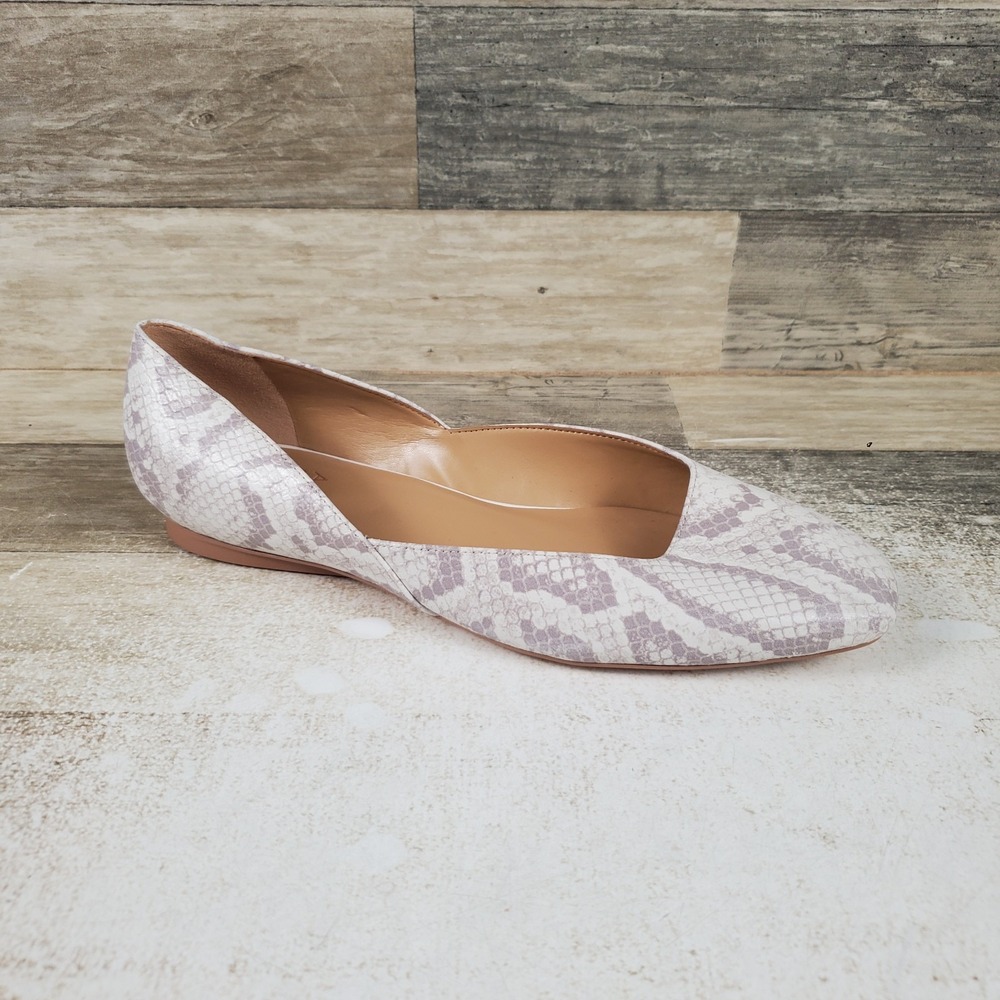 Naturalizer Cody Womens Flat Shoes Sz 8.5 M White Snake Leather Slip On Square T